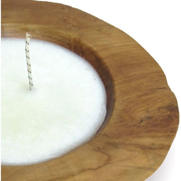 Nuphar Organic Teak Scented Candle Bowl - Natural-France & Son-FL9012TEAKS-LAVENDER-Decor12" Diameter-Lavender-4-France and Son