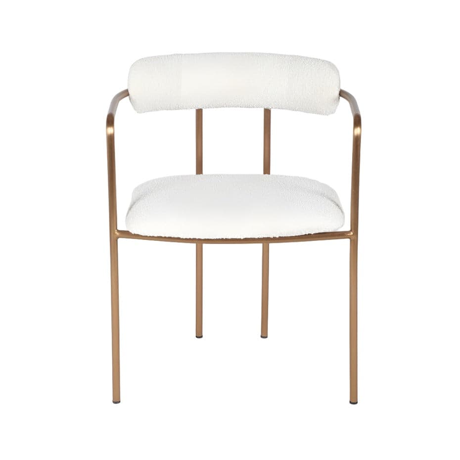 Jagger Dining Chair with White Boucle and Rose Gold Frame