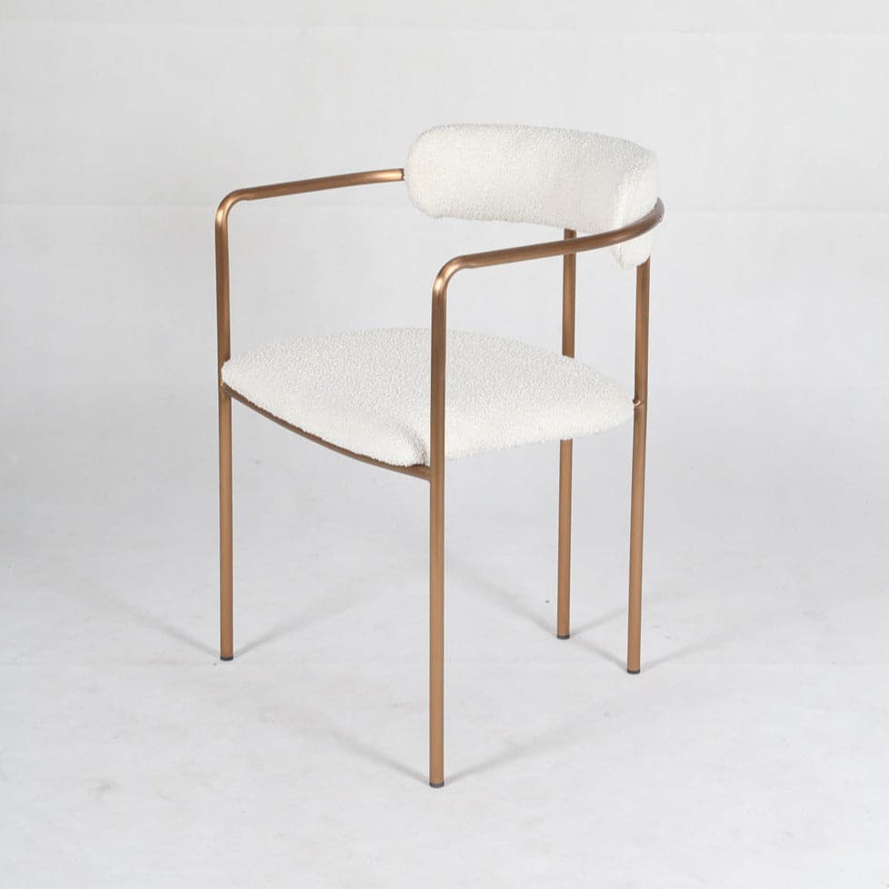 Jagger Dining Chair with White Boucle and Rose Gold Frame
