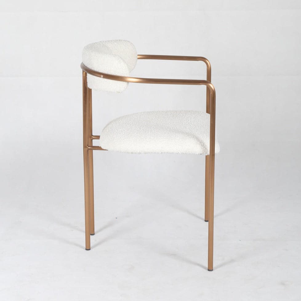 Jagger Dining Chair with White Boucle and Rose Gold Frame