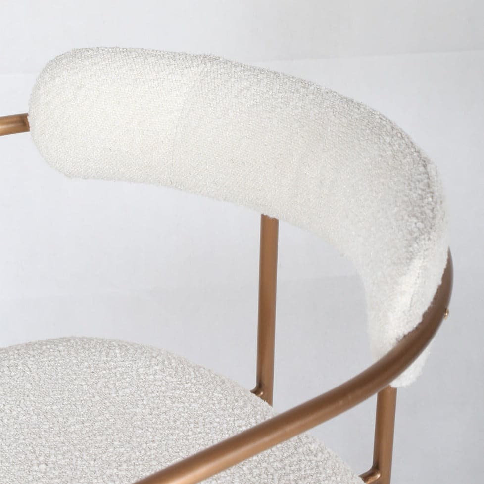 Jagger Dining Chair with White Boucle and Rose Gold Frame