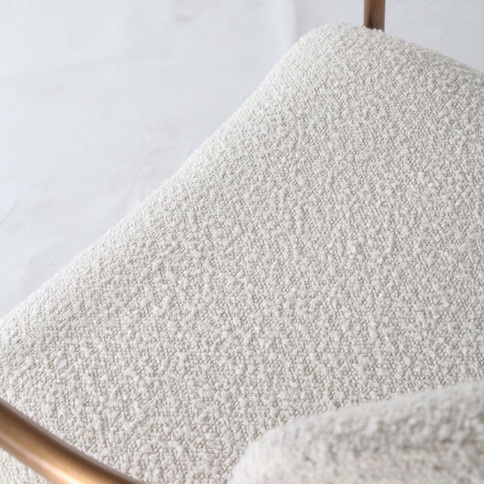 Jagger Dining Chair with White Boucle and Rose Gold Frame
