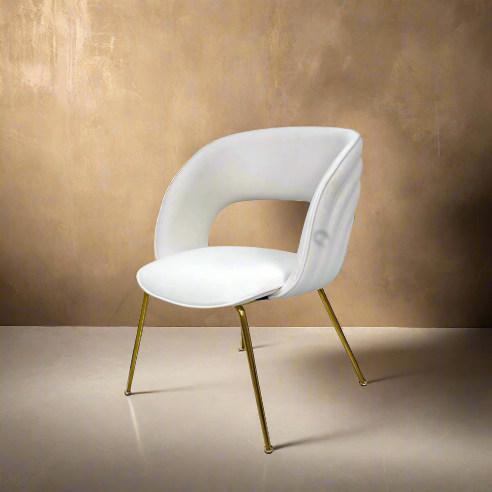 Orb Channeled Back Dining Chair with Gold Legs