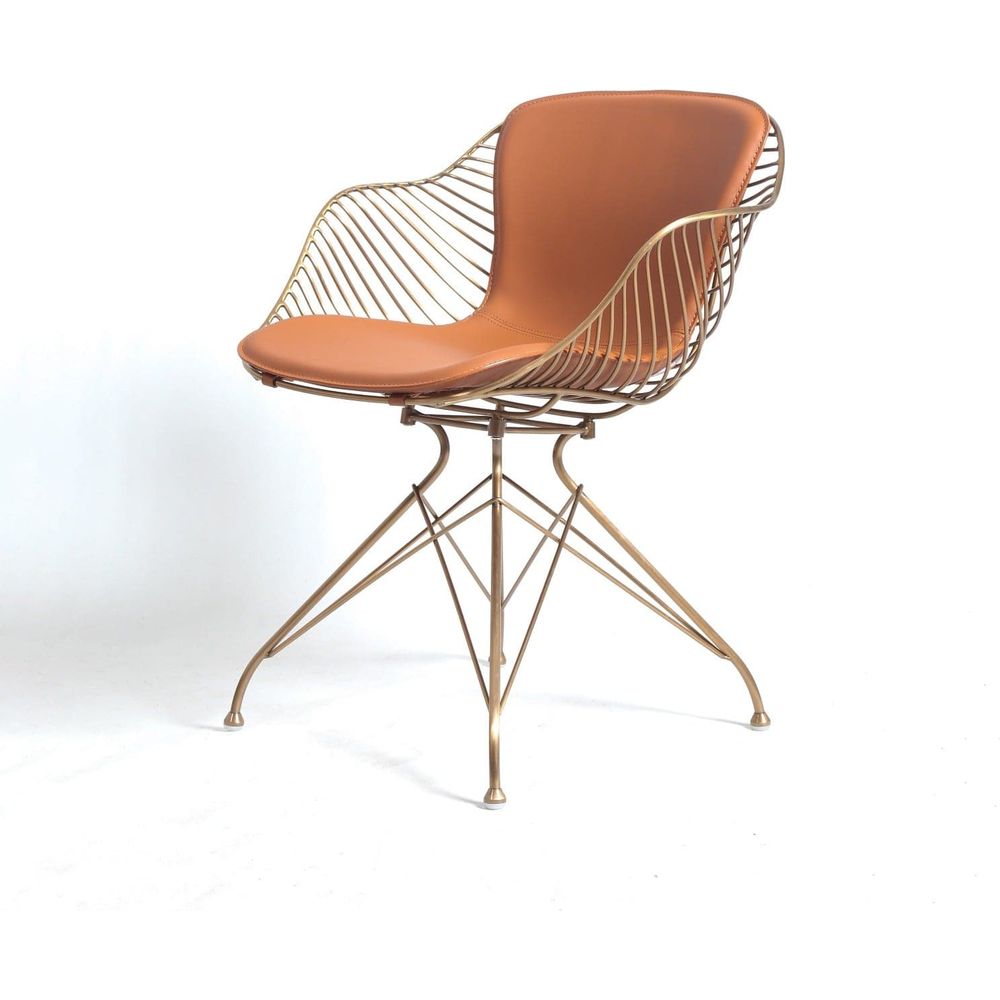Odilia Dining Arm Chair-France & Son-FMC096BRNRGLD-Dining Chairs-1-France and Son