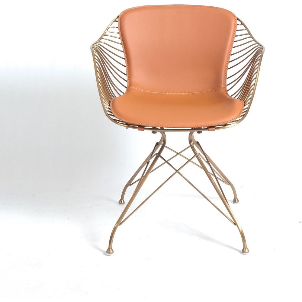 Odilia Dining Arm Chair-France & Son-FMC096BRNRGLD-Dining Chairs-2-France and Son
