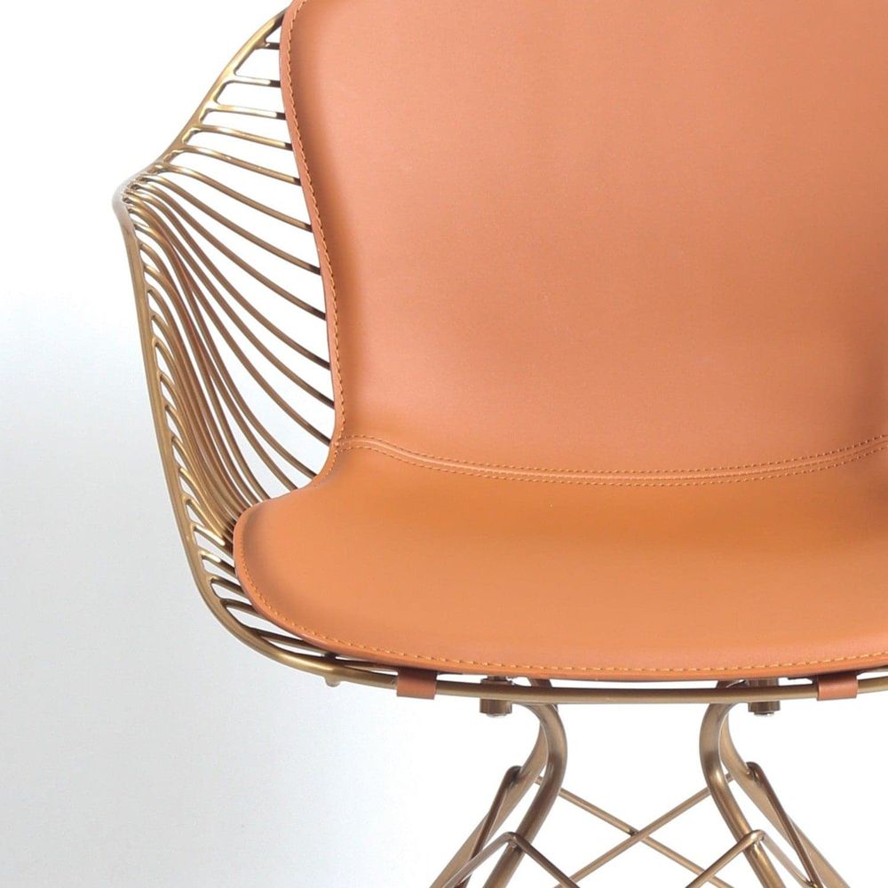 Odilia Dining Arm Chair-France & Son-FMC096BRNRGLD-Dining Chairs-3-France and Son