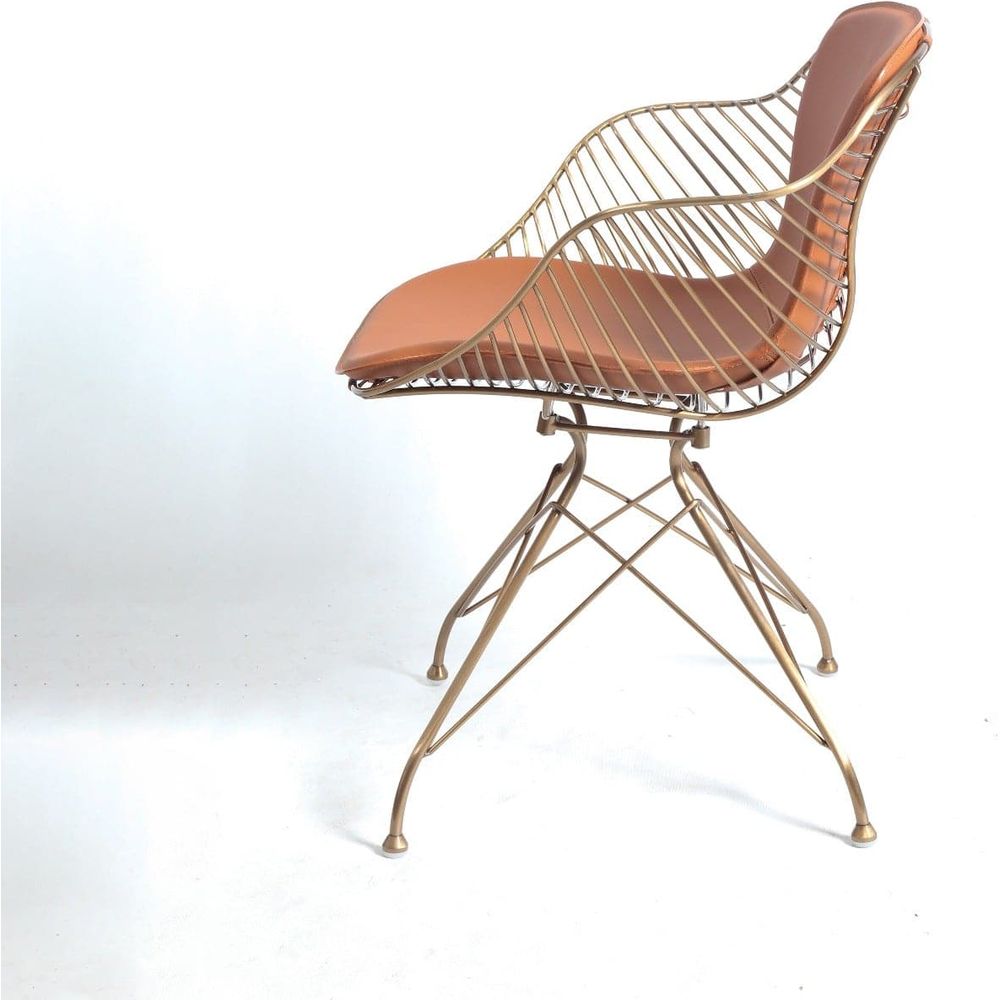 Odilia Dining Arm Chair-France & Son-FMC096BRNRGLD-Dining Chairs-5-France and Son