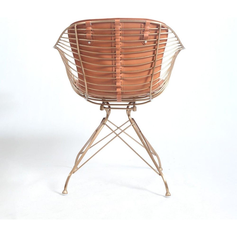 Odilia Dining Arm Chair-France & Son-FMC096BRNRGLD-Dining Chairs-4-France and Son