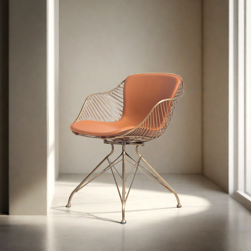 Odilia Dining Arm Chair-France & Son-FMC096BRNRGLD-Dining Chairs-1-France and Son