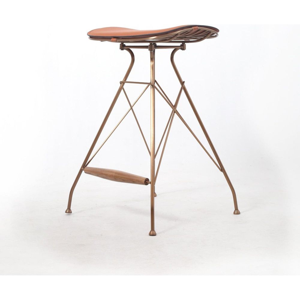 Odilia Counter Stool-France & Son-FMS018C-BRNRGLD-Dining Chairs-3-France and Son