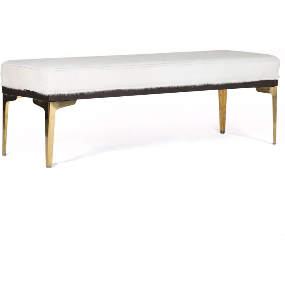 Stiletto Hair on Hide Bench - 55" - White