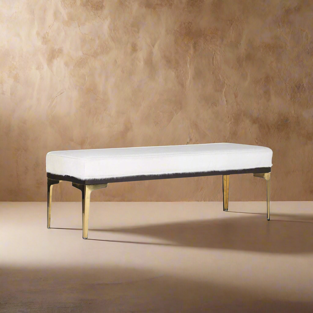 Stiletto Hair on Hide Bench - 55" - White