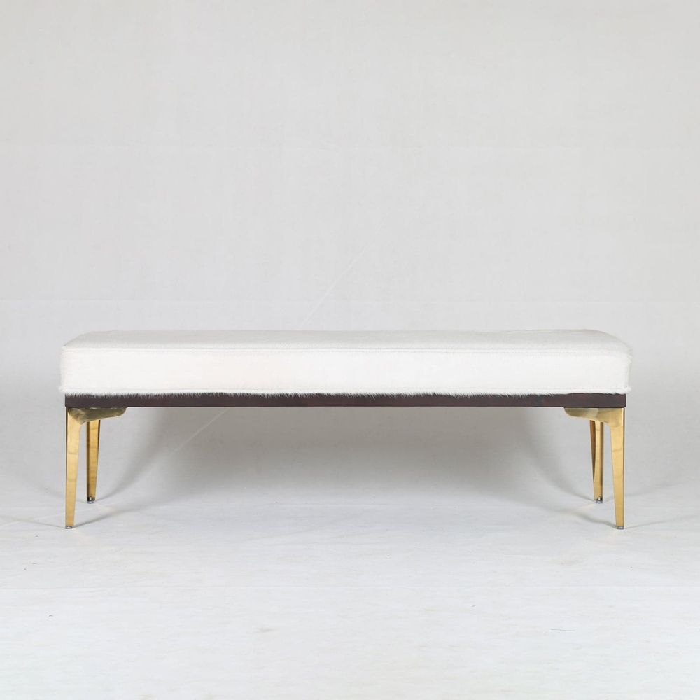 Stiletto Hair on Hide Bench - 55" - White