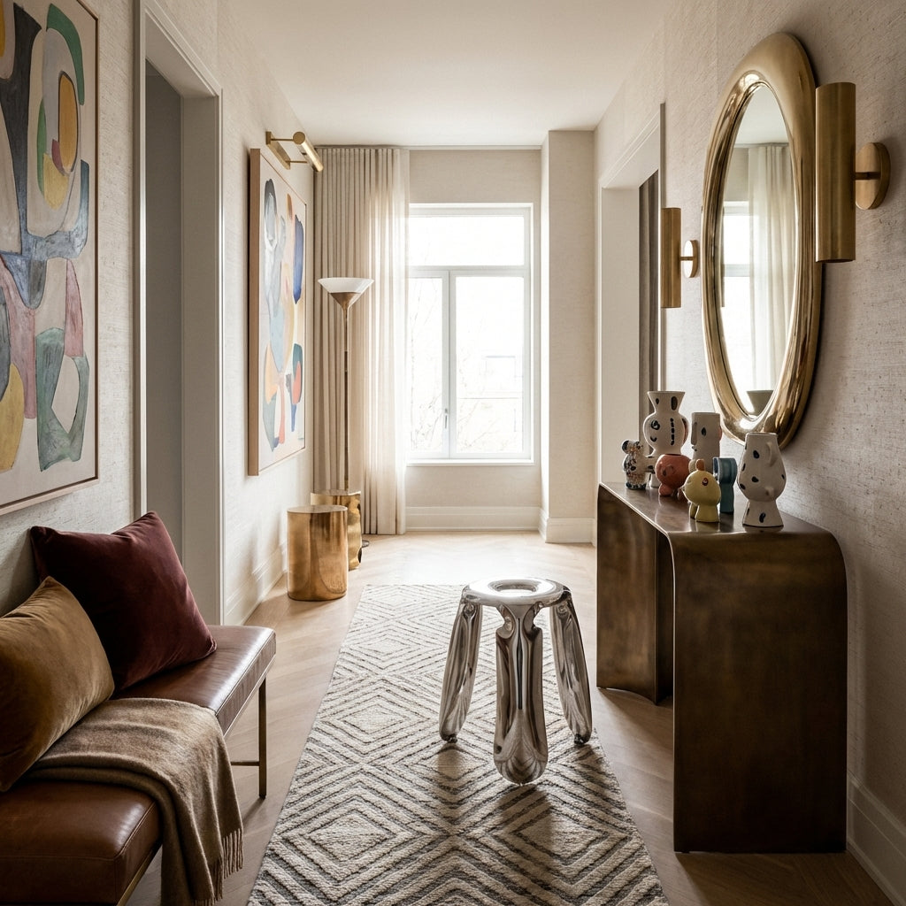 Alternate view of Stainless Balloon Stool, featuring mirror-polished finish, metal, stainless steel, and four fixed legs.