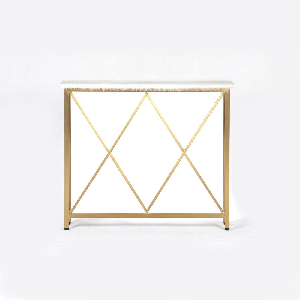 Hair on Hide Console Table - Gold Frame