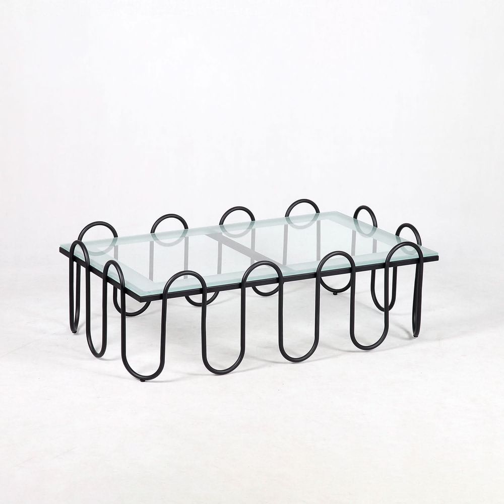 Ripple Rectangle Coffee Table with Glass Top