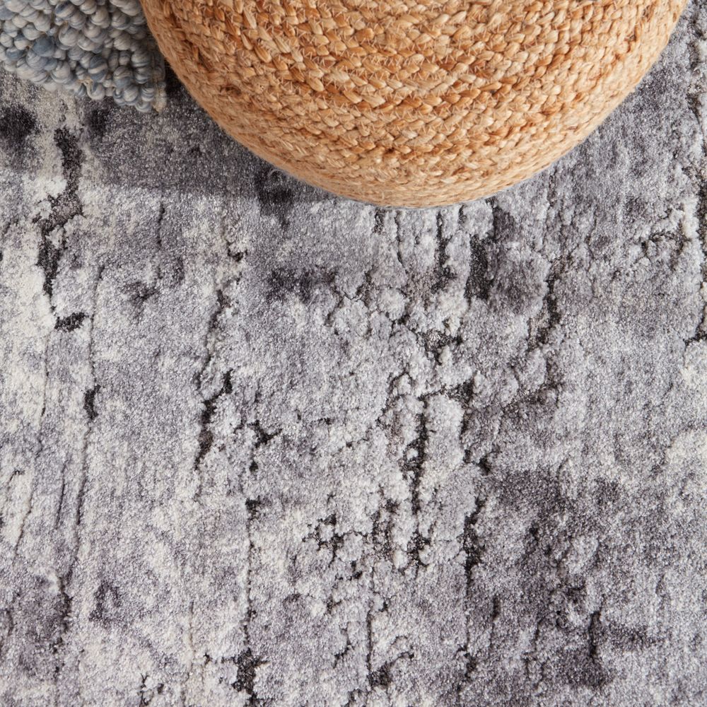 Merine Chaz Abstract Gray/ Ivory Runner Rug (3'X10')