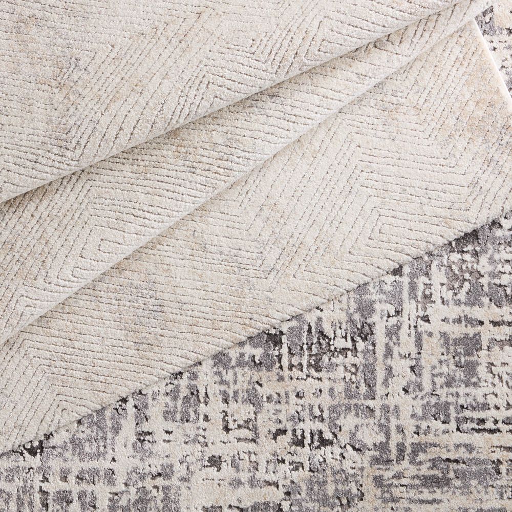 Merine Giulia Abstract Gray/Cream Runner Rug (3'X10')