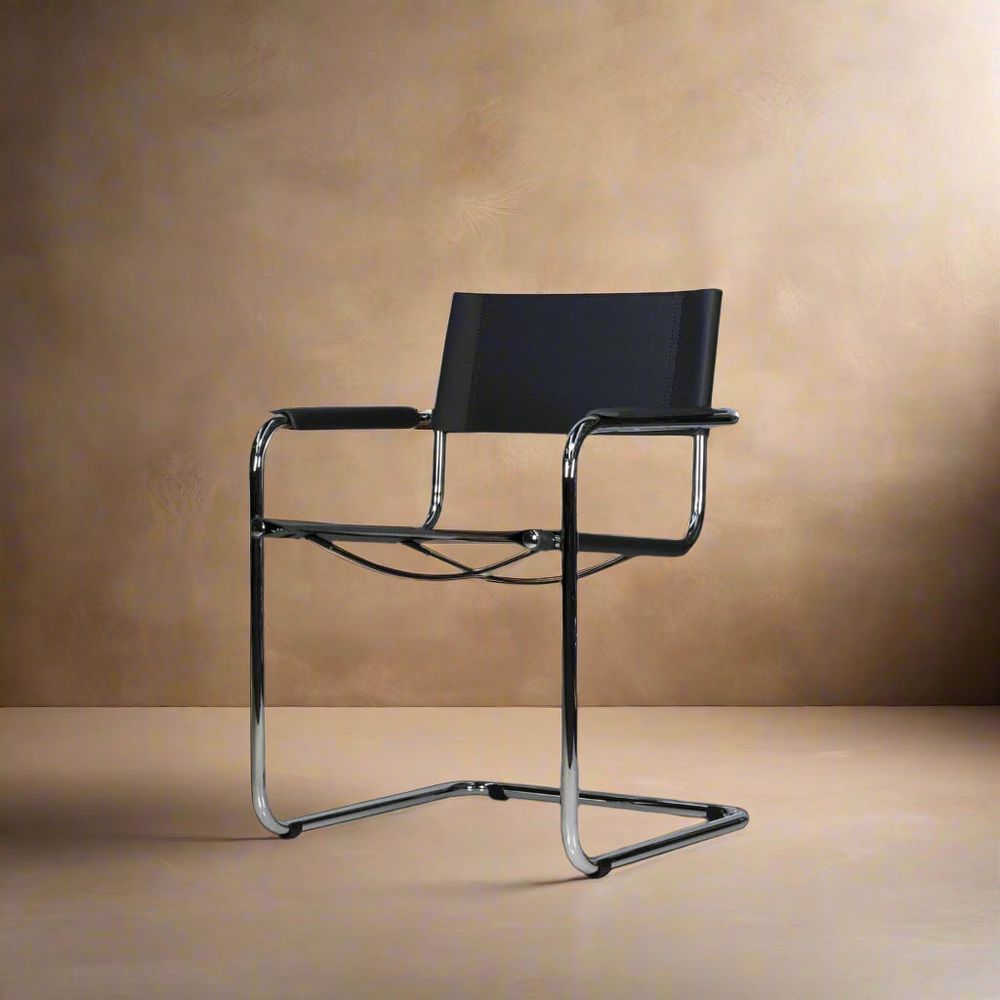 Italian Mart Stam Cantilever Armchair-France & Son-FSC121BLK-Dining ChairsSingle-1-France and Son