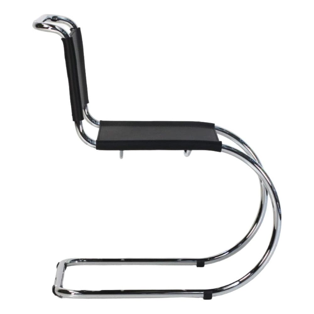 Italian Mies Van Der Rohe Leather Chair-France & Son-FSC120BLK-Dining ChairsSingle-2-France and Son