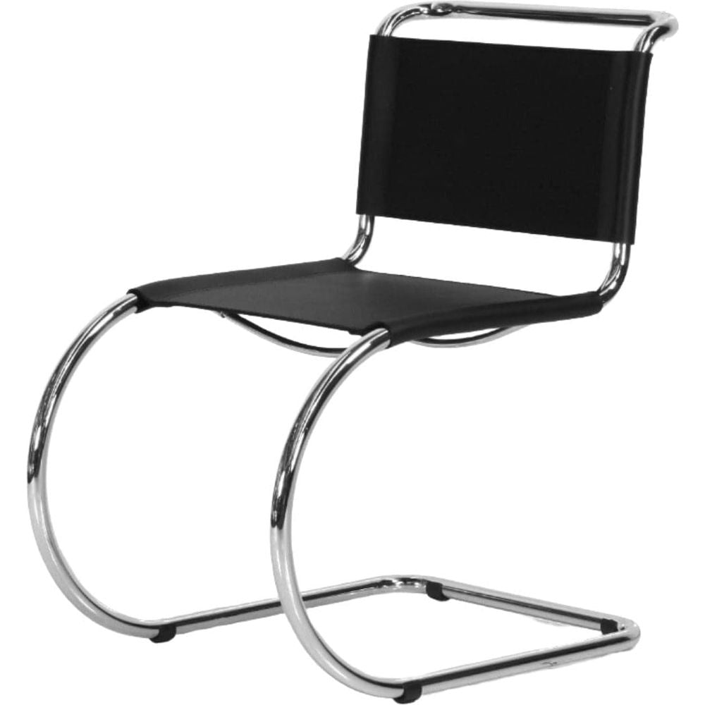 Italian Mies Van Der Rohe Leather Chair-France & Son-FSC120BLK-Dining ChairsSingle-1-France and Son