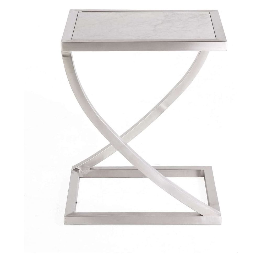 Twist Side Table with Carrara Marble Top