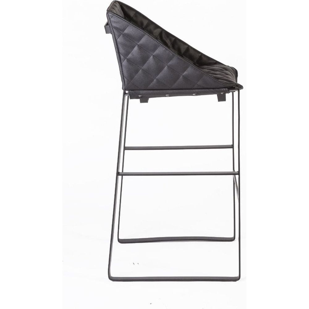 Quilted Dabir Bar Stool - Black-France & Son-FV816BLK-Bar Stools-3-France and Son