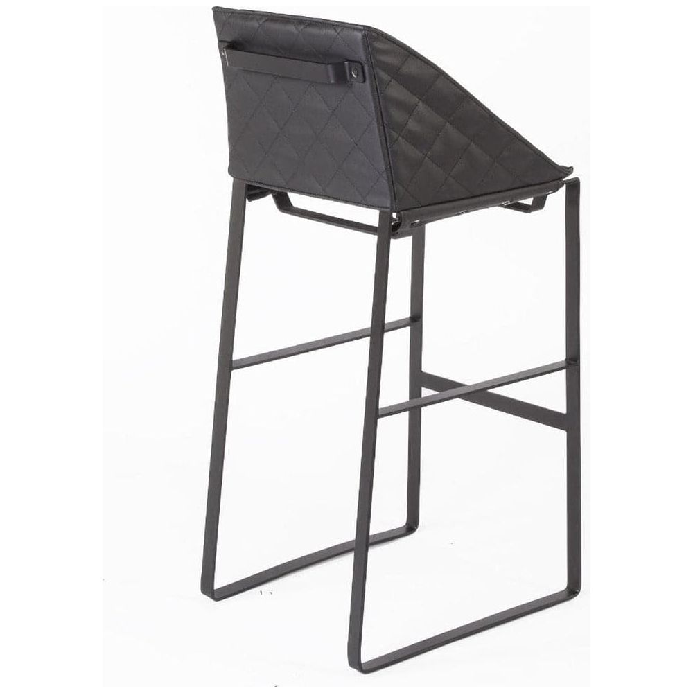 Quilted Dabir Bar Stool - Black-France & Son-FV816BLK-Bar Stools-2-France and Son