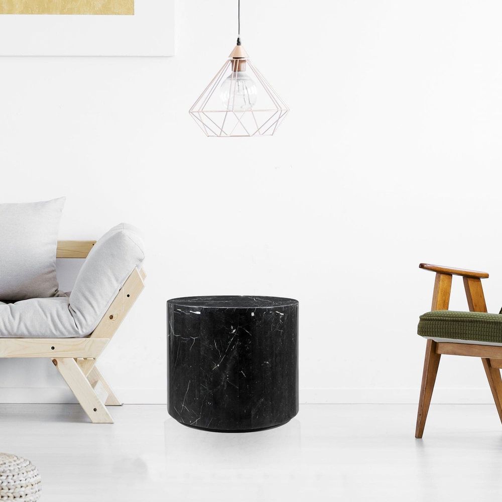 Nero Marquina Marble Side Table-France & Son-FVT040BLK-Side Tables-2-France and Son