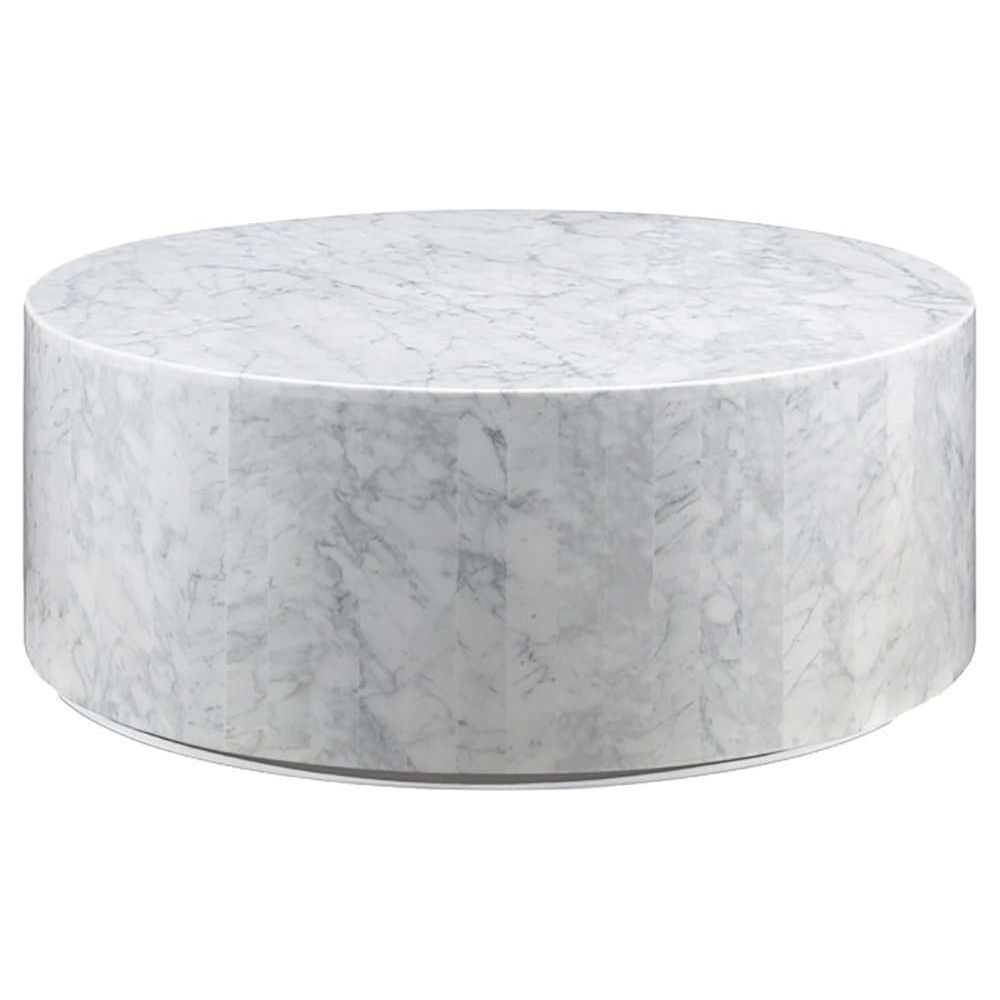 Carrara Marble Drum Coffee Table-France & Son-FVT041WHT-Coffee Tables-1-France and Son