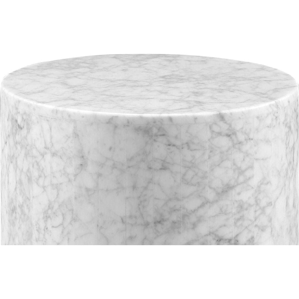 Carrara Marble Drum Side Table - Classico-France & Son-FVT044MWHT-Side Tables-3-France and Son