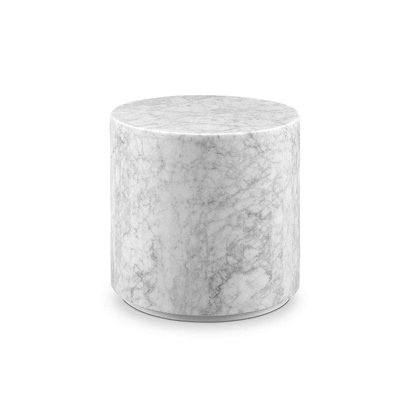 Carrara Marble Drum Side Table - Classico-France & Son-FVT044MWHT-Side Tables-1-France and Son