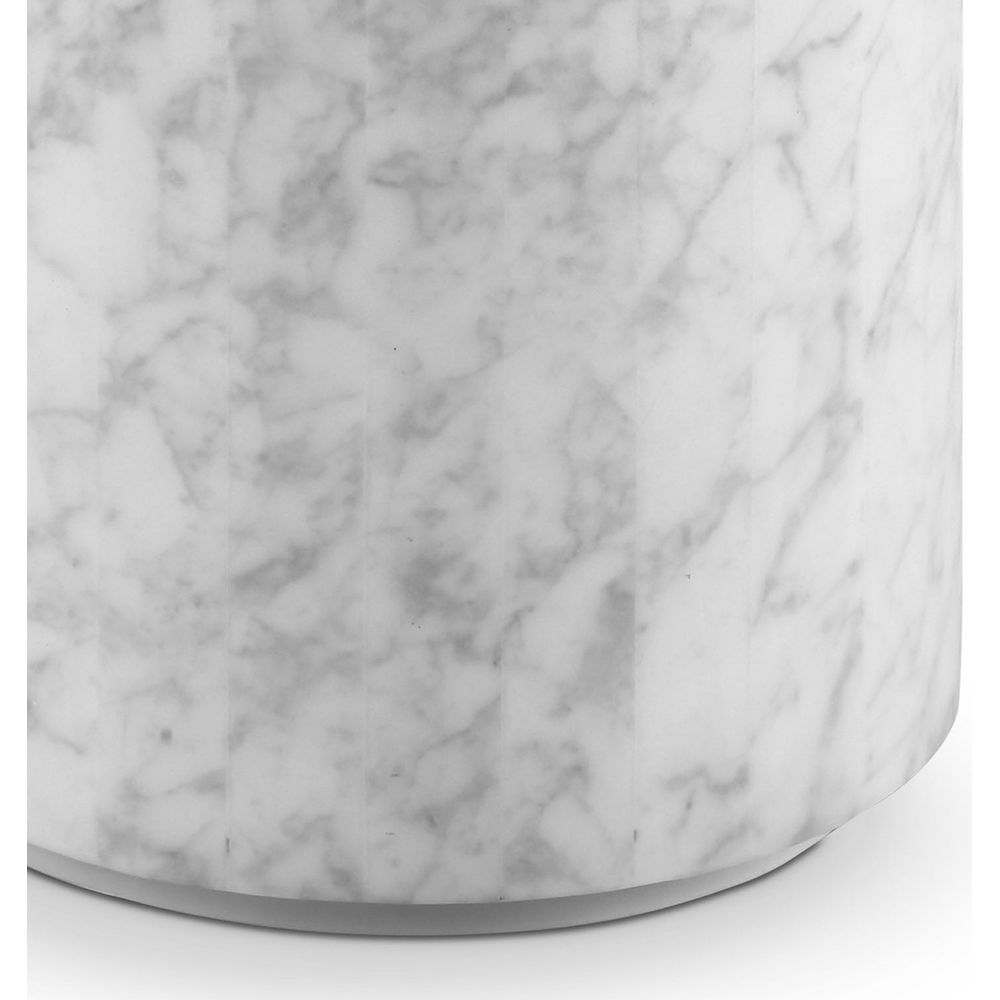Carrara Marble Drum Pedestal Side Table 20.5 x 12 Dia