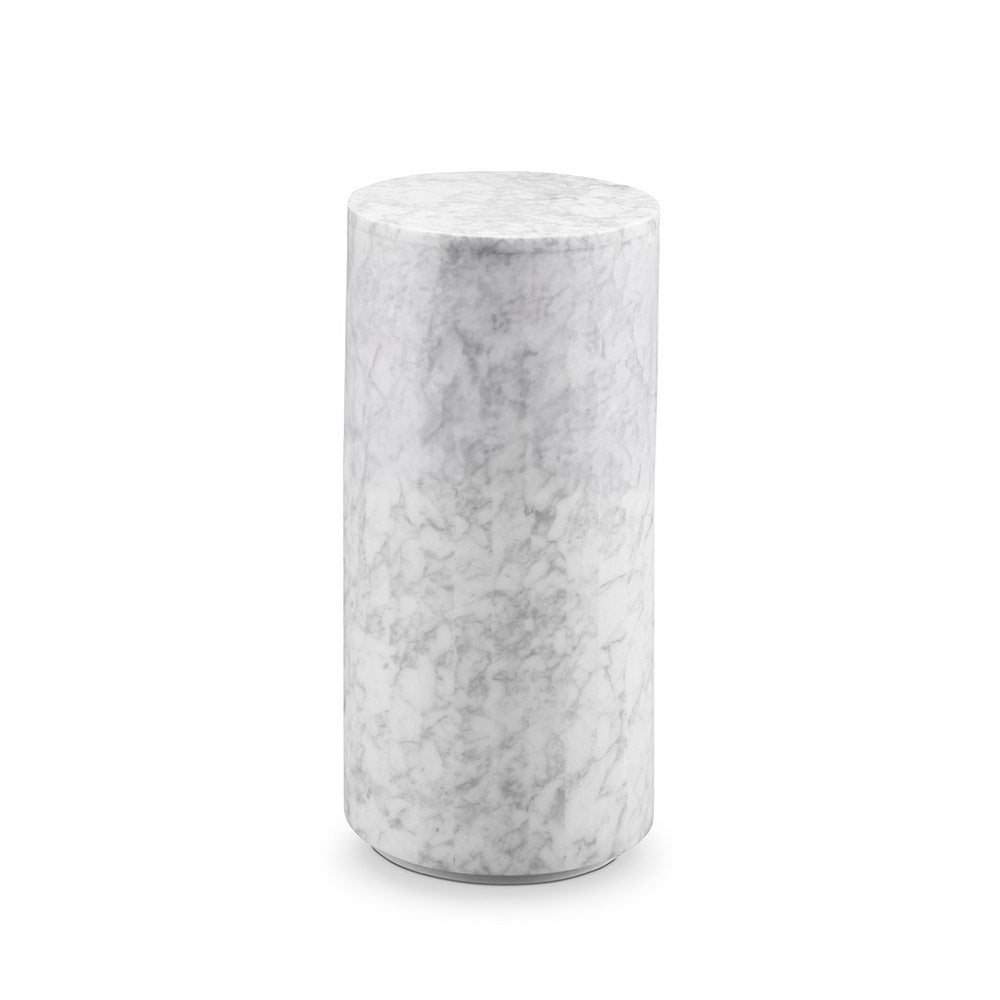 Monolith Marble Drum Pedestal Side Table - 28" Tall