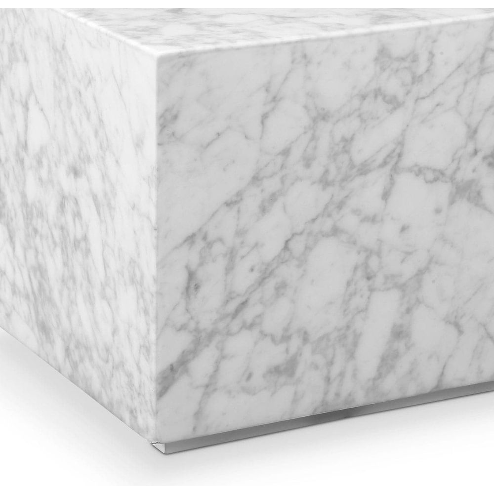 Marble Monolith Square Coffee Table-France & Son-FVT059MWHT-Coffee TablesWhite-2-France and Son