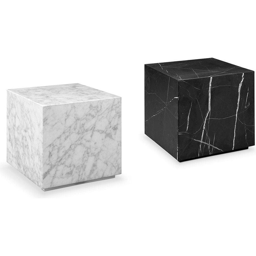 Carrara Marble Cube Side Table - Square-France & Son-FVT052MWHT-Side Tables-2-France and Son