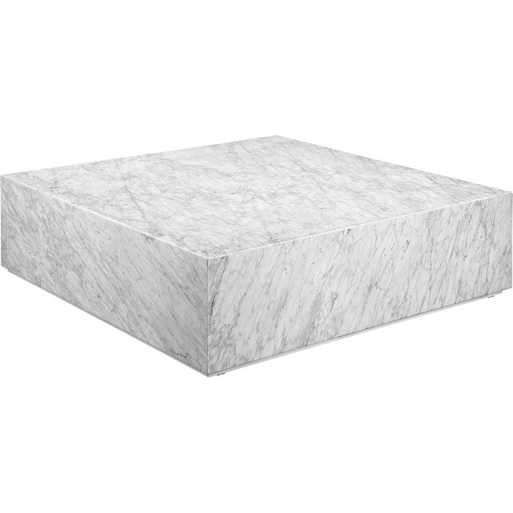 Marble Monolith Square Coffee Table-France & Son-FVT059MWHT-Coffee TablesWhite-1-France and Son