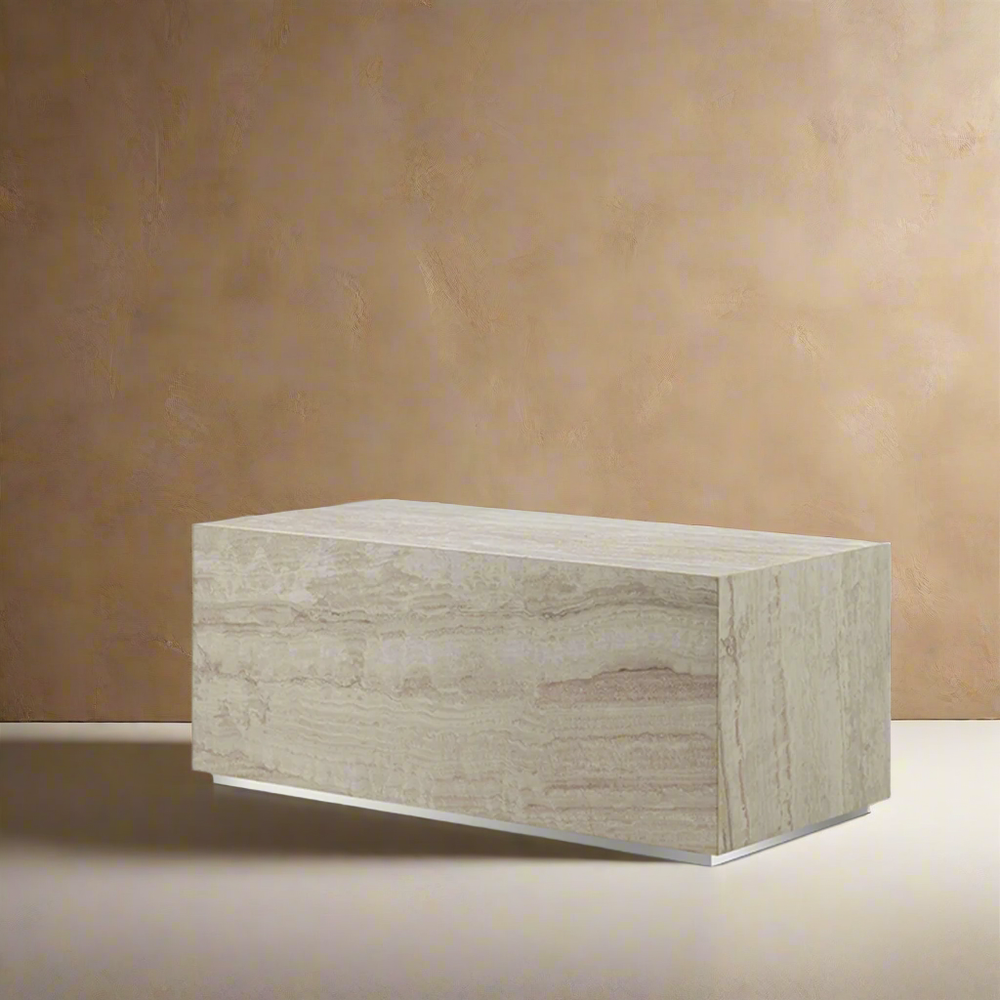 Travertine Monolith Rectangle Coffee Table-France & Son-FVT150TVTW-Coffee Tables-1-France and Son
