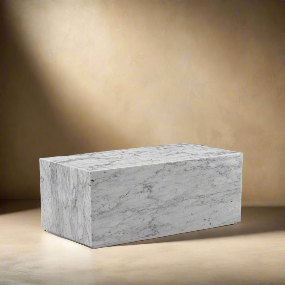 Marble Monolith Rectangle Coffee Table-France & Son-FVT150WHT-Coffee Tables-1-France and Son