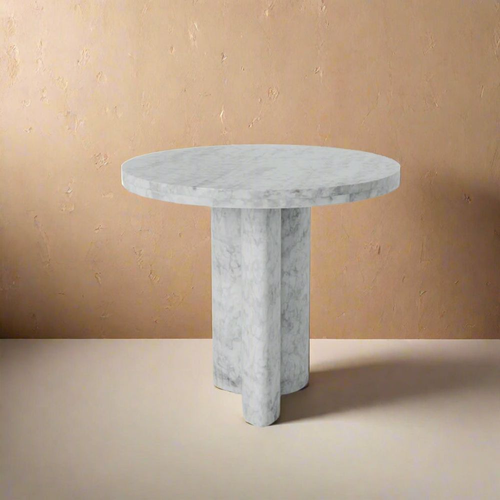 Giacomo Fluted Marble Side Table-France & Son-FVT937WHT-Side Tables-4-France and Son