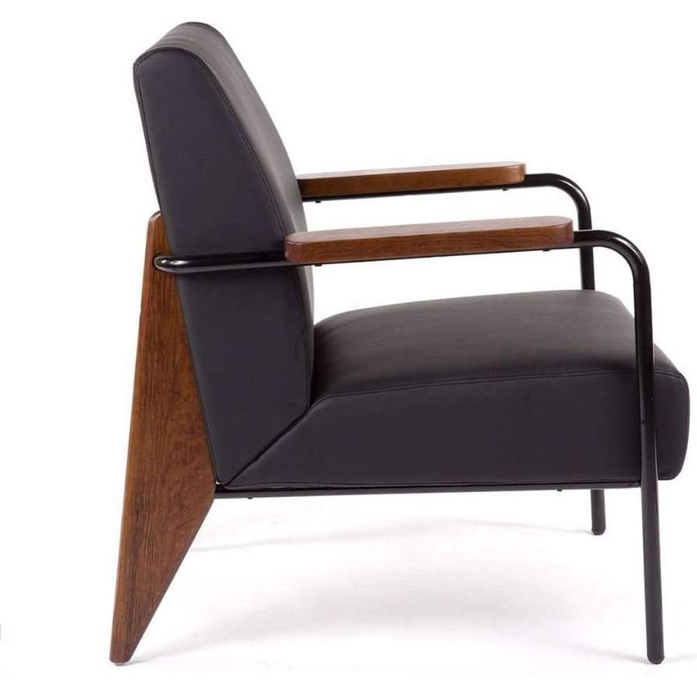 Prouve Salon Lounge Chair - Black-France & Son-FX88601BLK-Lounge ChairsSingle-3-France and Son