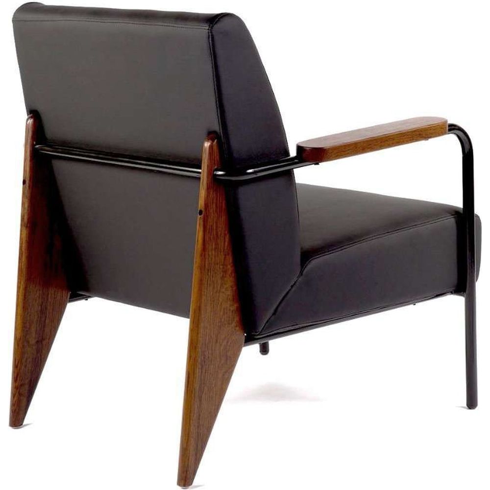 Prouve Salon Lounge Chair - Black-France & Son-FX88601BLK-Lounge ChairsSingle-2-France and Son
