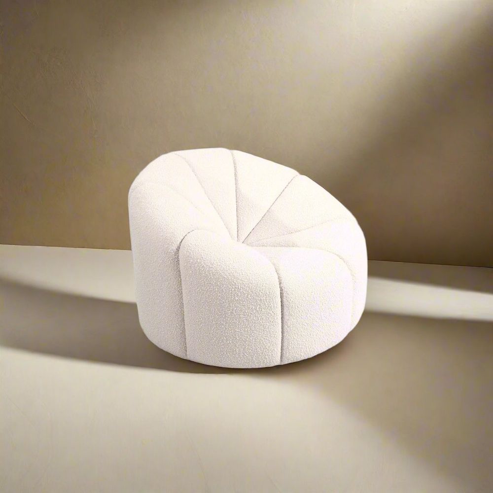 Elmira Channelled Swivel Lounge Chair - Boucle