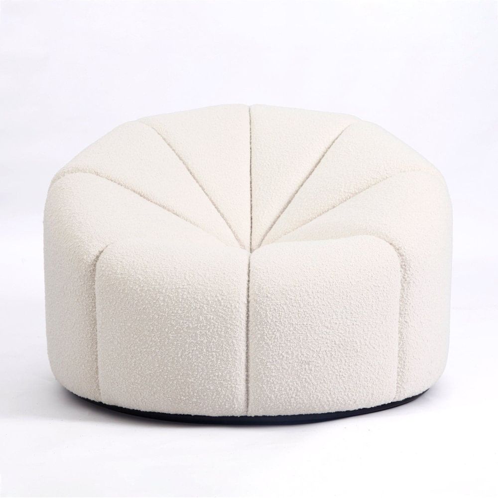 Elysee Swivel Lounge Chair - Boucle-France & Son-FYS0111OWHT-Lounge Chairs-1-France and Son