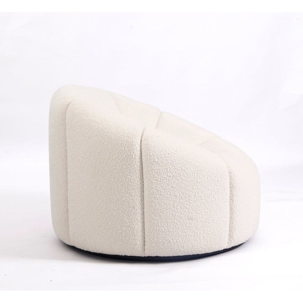Elysee Swivel Lounge Chair - Boucle-France & Son-FYS0111OWHT-Lounge Chairs-4-France and Son