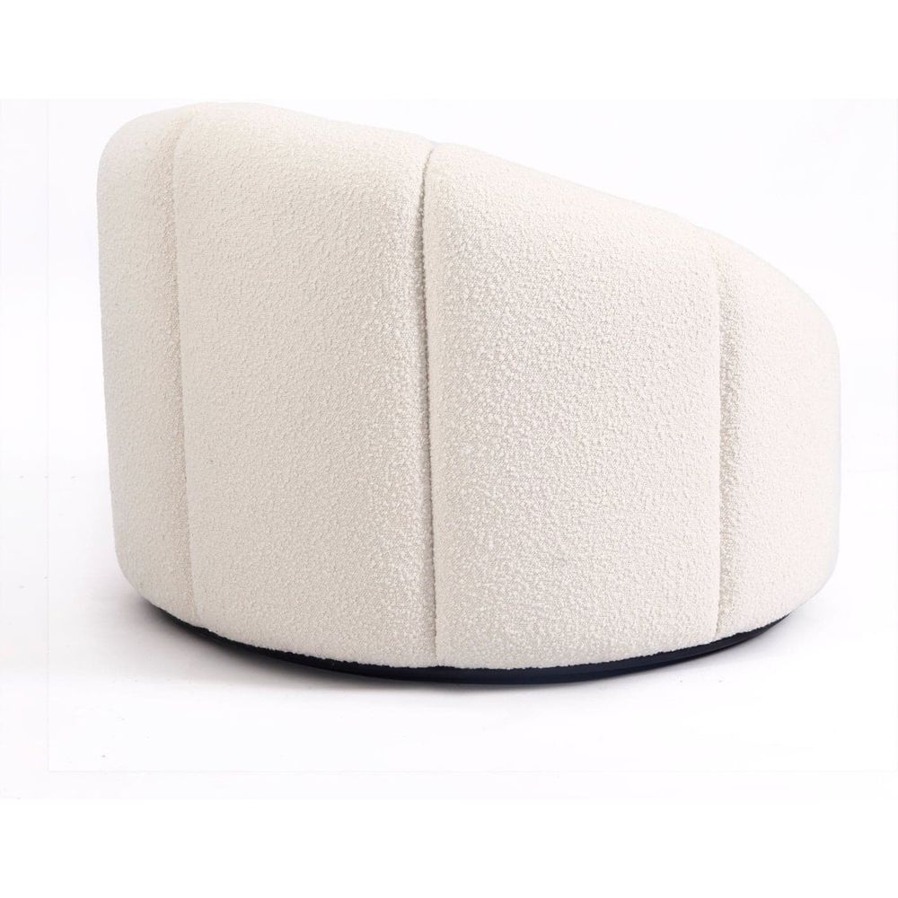 Elysee Swivel Lounge Chair - Boucle-France & Son-FYS0111OWHT-Lounge Chairs-6-France and Son