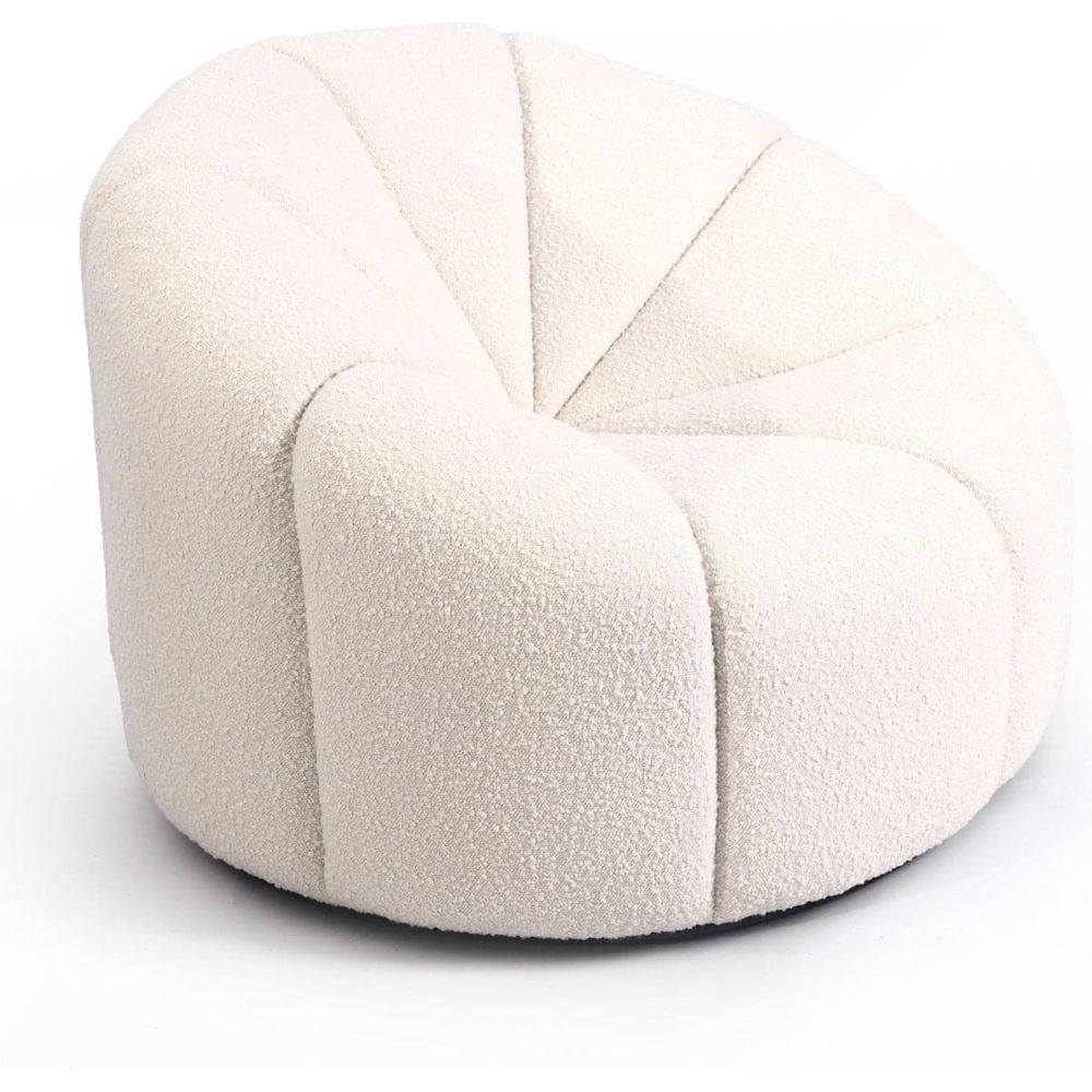 Elysee Swivel Lounge Chair - Boucle-France & Son-FYS0111OWHT-Lounge Chairs-2-France and Son