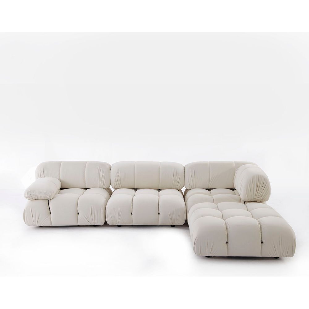 Grappolo Modular Sectional Sofa Set - Ivory Velvet