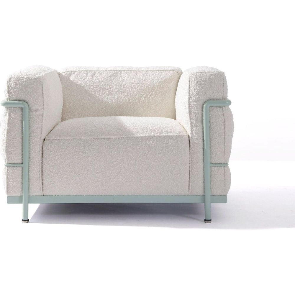 Corbusier Grande Lounge Chair in Boucle-France & Son-FYS3021OWHT-Lounge Chairs-1-France and Son