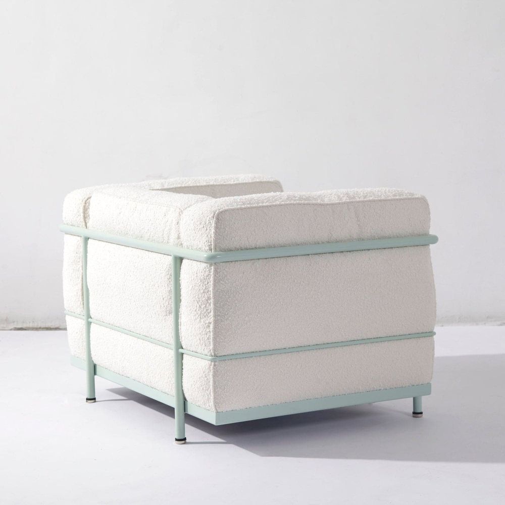Corbusier Grande Lounge Chair in Boucle-France & Son-FYS3021OWHT-Lounge Chairs-3-France and Son